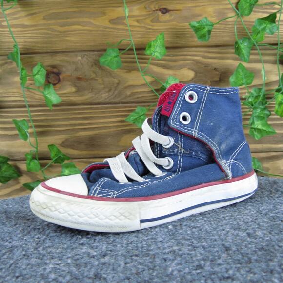 Converse Boys Sneaker Hi Top Sz T 11 Medium Blue Fabric Hook & Loop - Picture 1 of 5